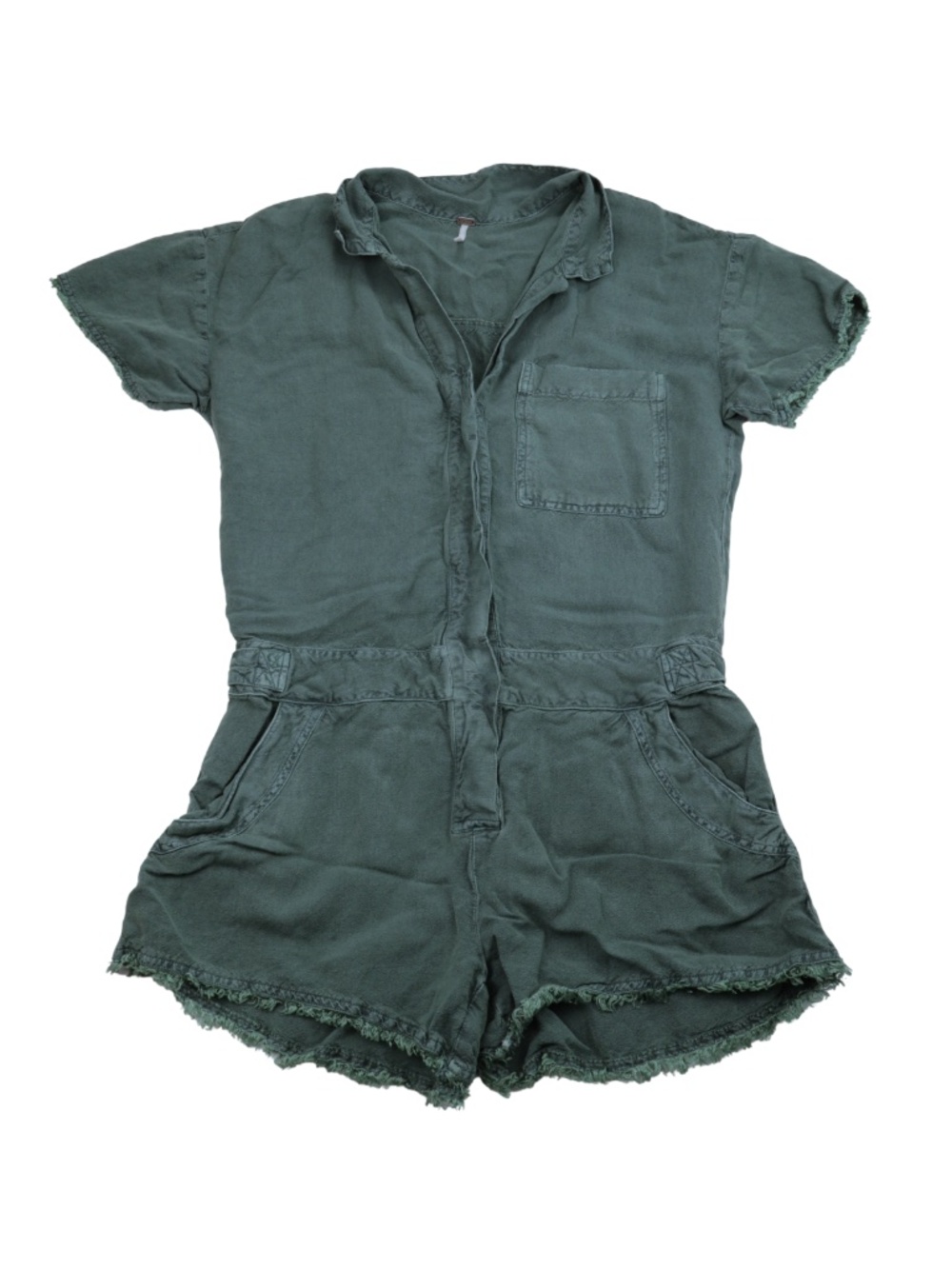 Young Fabulous & Broke Turquoise Utility Romper Size Medium Raw Hem